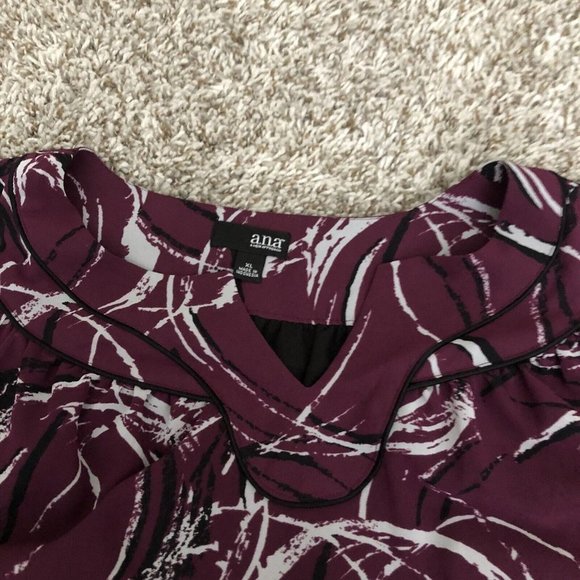 ana long sleeve semi sheer line blouse top size xl  Circle Design Pattern - Picture 4 of 10